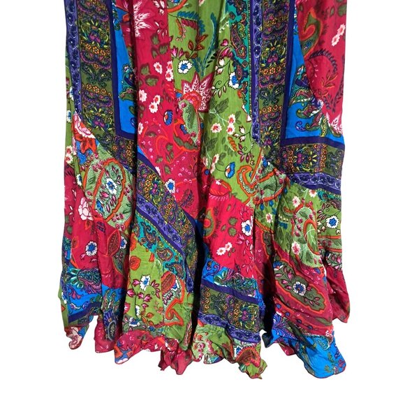 Boho Carrie Allen Skirt Womens Size L Rayon Maxi Hippie Gypsy Paisley Floral Pat - Picture 7 of 9